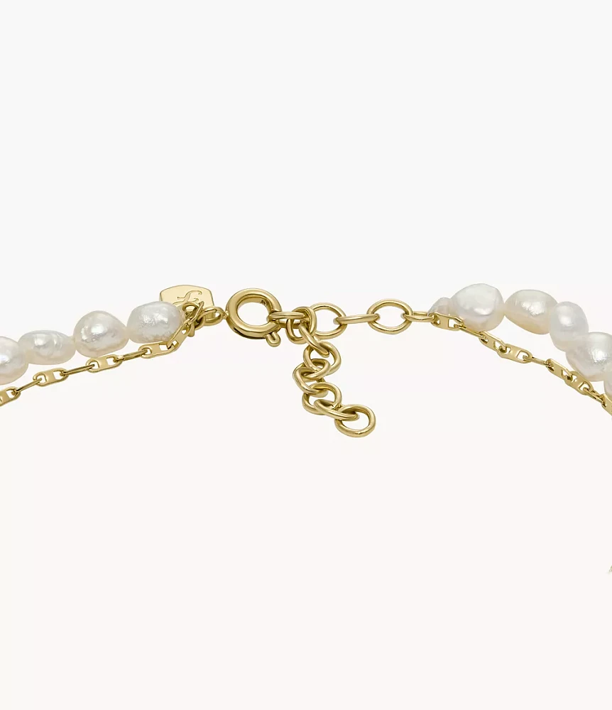 Summer Pearls Gold-Tone Stainless Steel Freshwater Pearl Anklet