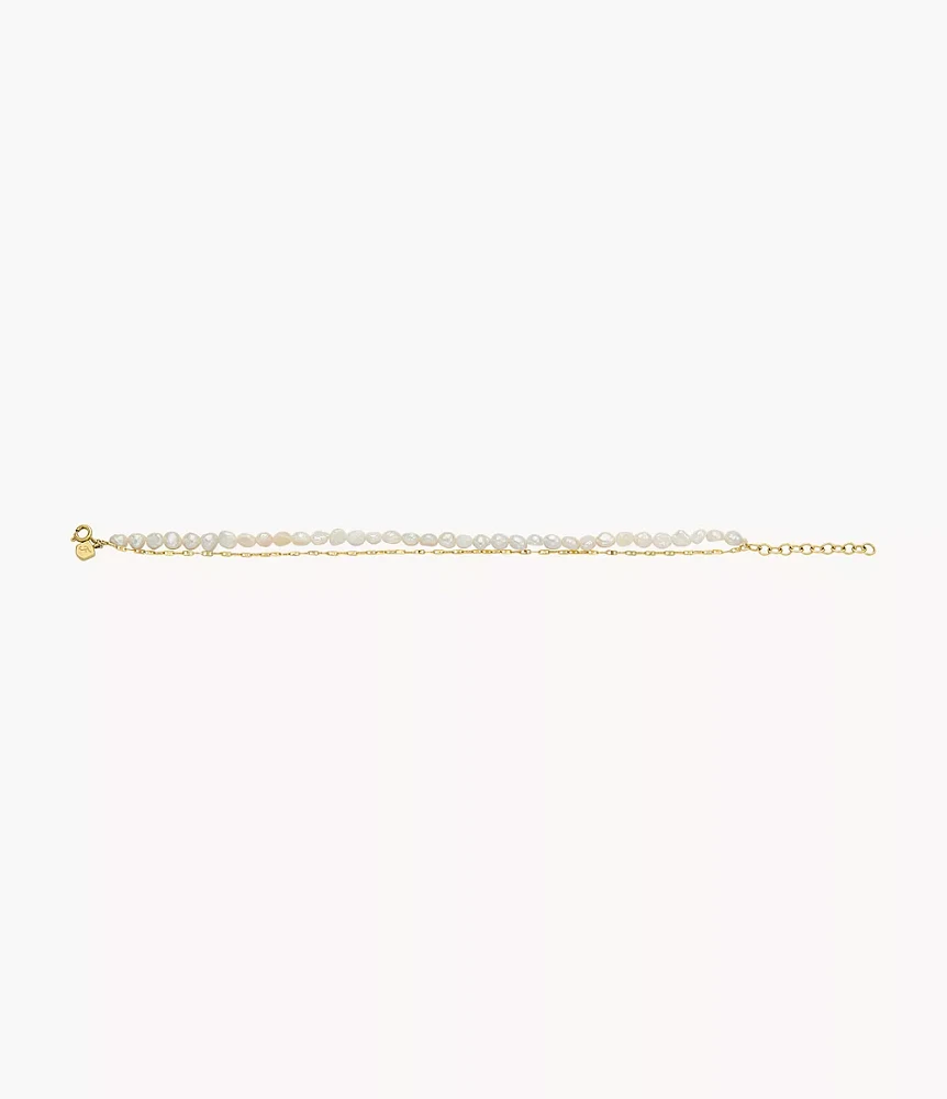 Summer Pearls Gold-Tone Stainless Steel Freshwater Pearl Anklet