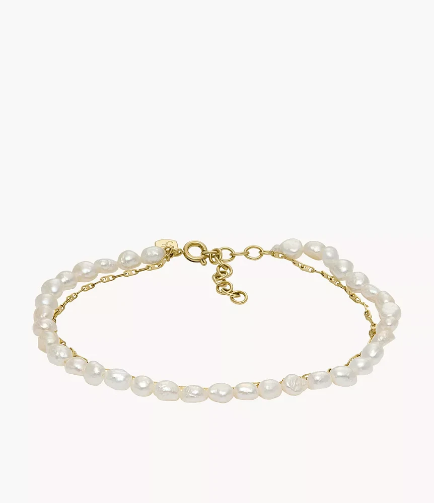 Summer Pearls Gold-Tone Stainless Steel Freshwater Pearl Anklet