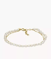 Summer Pearls Gold-Tone Stainless Steel Freshwater Pearl Anklet