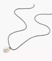 Summer Pearls Stainless Steel Freshwater Pearl Pendant Necklace
