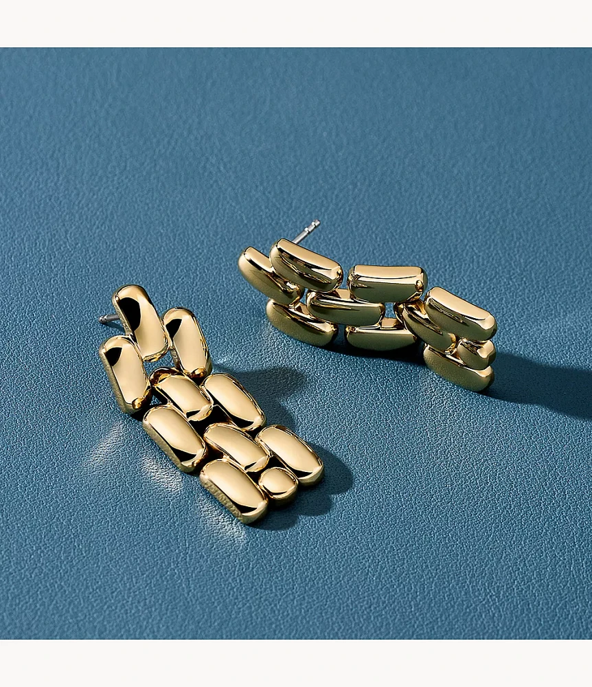 Arden Watch Links Gold-Tone Stainless Steel Drop Earrings