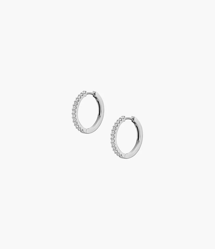 Ellis Pavé Glitz Stainless Steel Hoop Earrings