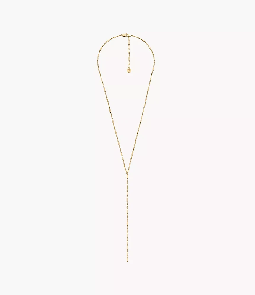 All Stacked Up Gold-Tone Stainless Steel Y-Neck Necklace