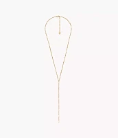 All Stacked Up Gold-Tone Stainless Steel Y-Neck Necklace