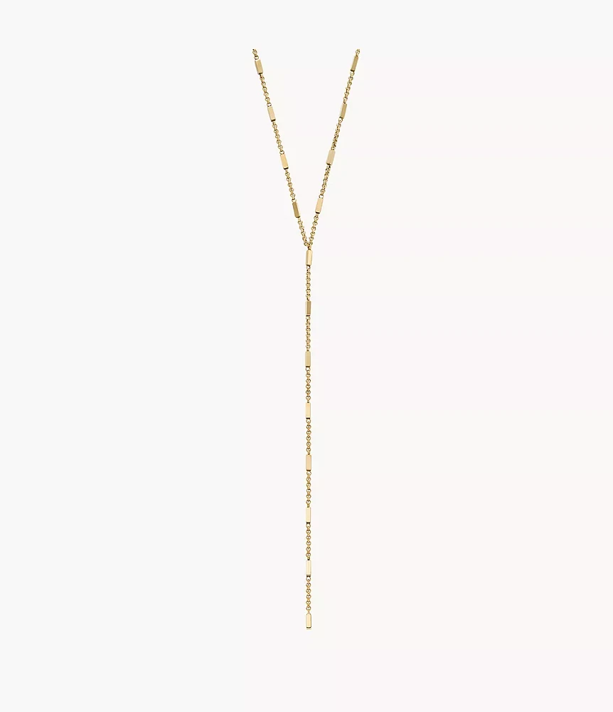 All Stacked Up Gold-Tone Stainless Steel Y-Neck Necklace