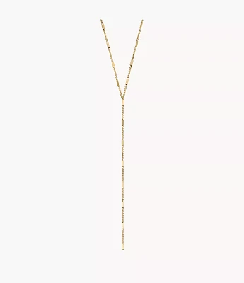 All Stacked Up Gold-Tone Stainless Steel Y-Neck Necklace