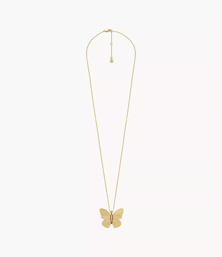 Butterfly Collection Gold-Tone Stainless Steel Pendant Necklace