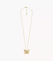 Butterfly Collection Gold-Tone Stainless Steel Pendant Necklace