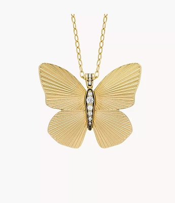 Butterfly Collection Gold-Tone Stainless Steel Pendant Necklace