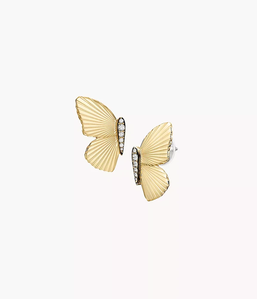 Butterfly Collection Gold-Tone Stainless Steel Stud Earrings