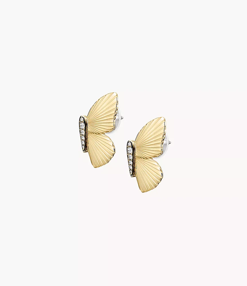 Butterfly Collection Gold-Tone Stainless Steel Stud Earrings