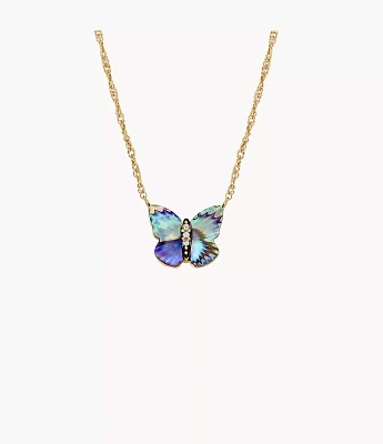 Sutton Butterfly Wings Multicolor Abalone Pendant Necklace