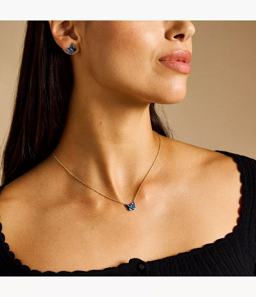 Sutton Butterfly Wings Multicolour Abalone Pendant Necklace