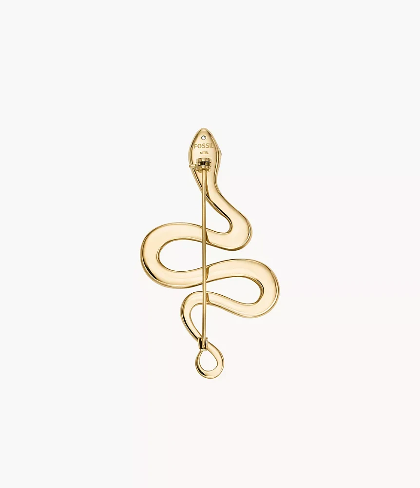 Gold-Tone Stainless Steel Snake Pin Brooch