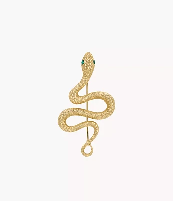 Gold-Tone Stainless Steel Snake Pin Brooch