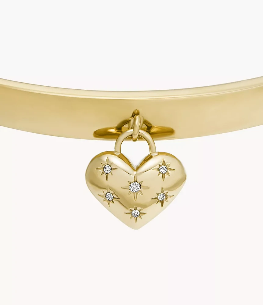 Sadie All My Love Gold-Tone Stainless Steel Heart Bangle Bracelet