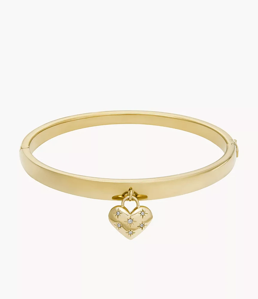 Sadie All My Love Gold-Tone Stainless Steel Heart Bangle Bracelet