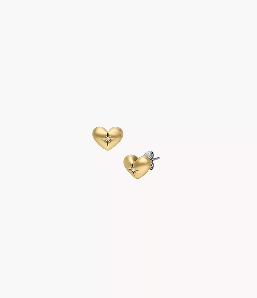 Sadie All My Love Gold-Tone Stainless Steel Heart Stud Earrings