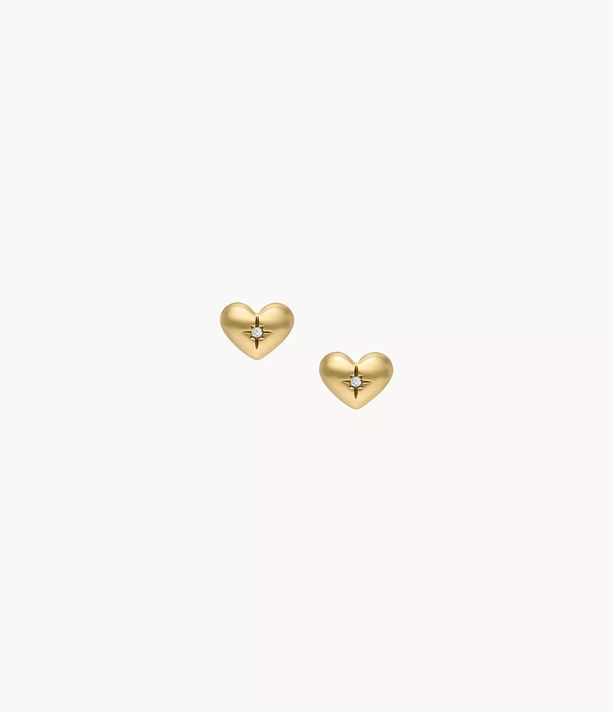 Sadie All My Love Gold-Tone Stainless Steel Heart Stud Earrings