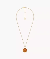 Aries Written the Stars Gold-Tone Stainless Steel Red Carnelian Pendant Necklace