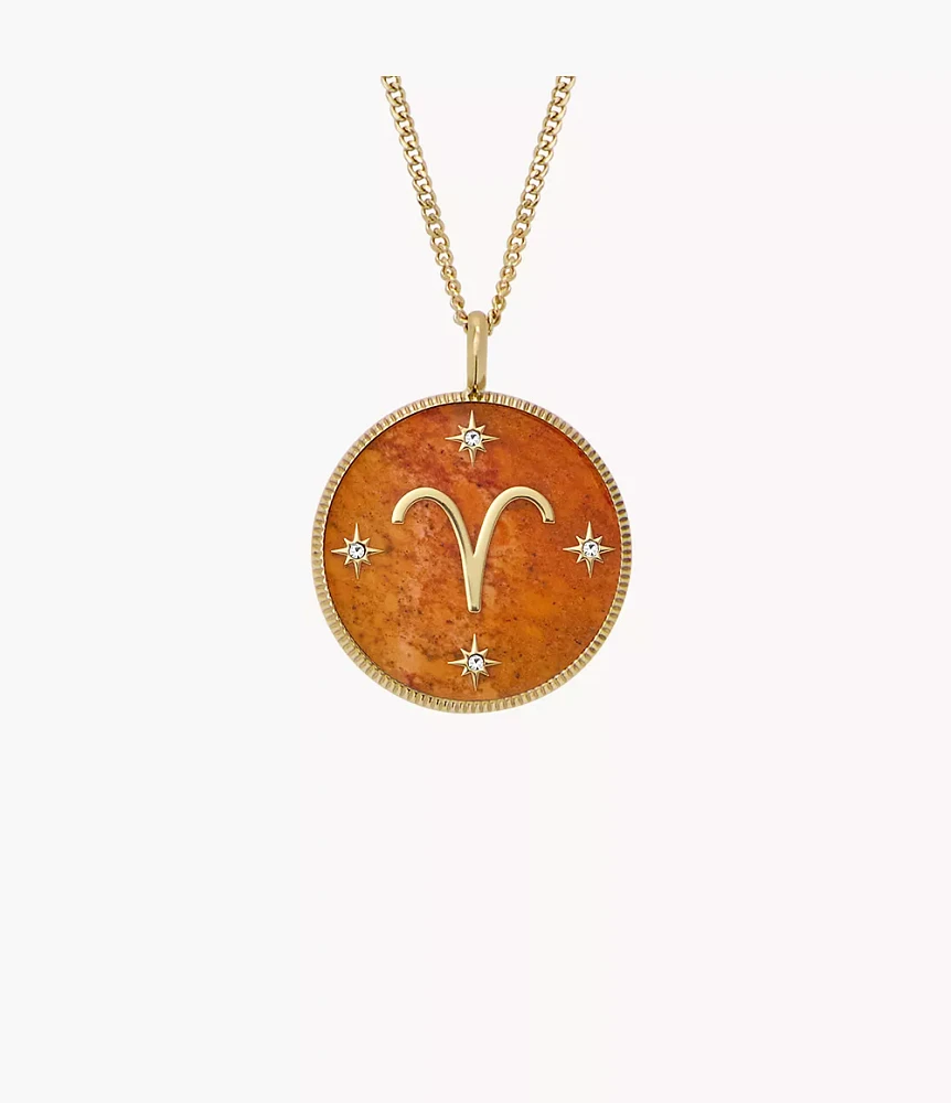 Aries Written the Stars Gold-Tone Stainless Steel Red Carnelian Pendant Necklace