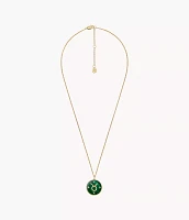 Taurus Written the Stars Gold-Tone Stainless Steel Green Malachite Pendant Necklace