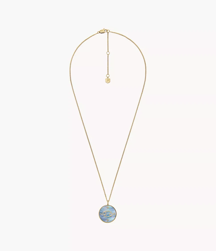 Cancer Written the Stars Gold-Tone Stainless Steel Black Mother-of-Pearl Pendant Necklace