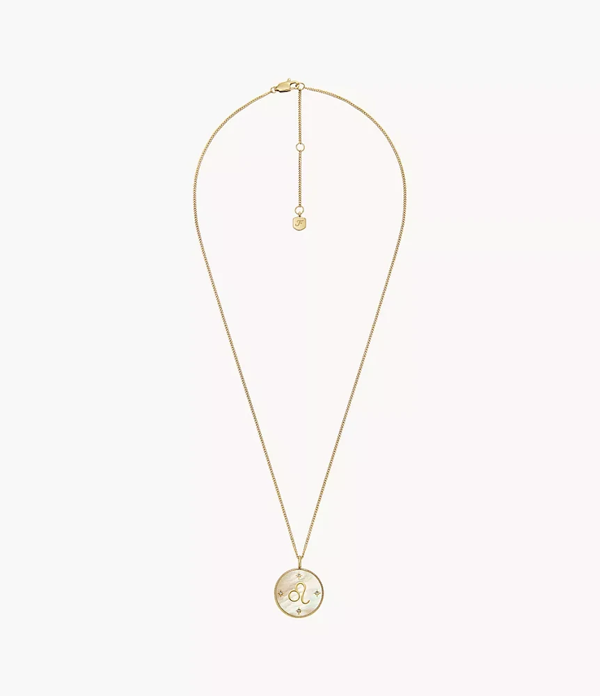 Leo Written the Stars Gold-Tone Stainless Steel Gold Mother-of-Pearl Pendant Necklace