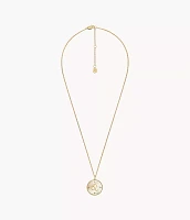 Leo Written the Stars Gold-Tone Stainless Steel Gold Mother-of-Pearl Pendant Necklace