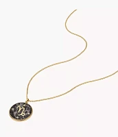 Capricorn Written the Stars Gold-Tone Stainless Steel Gray Hematite Pendant Necklace