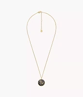 Capricorn Written the Stars Gold-Tone Stainless Steel Gray Hematite Pendant Necklace