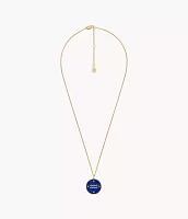 Aquarius Written the Stars Gold-Tone Stainless Steel Blue Lapis Pendant Necklace