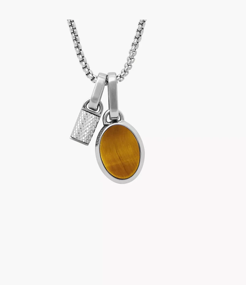 Stones Tiger's Eye Stainless Steel Pendant Necklace