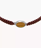 Stones Tiger's Eye Stainless Steel Station Bracelet