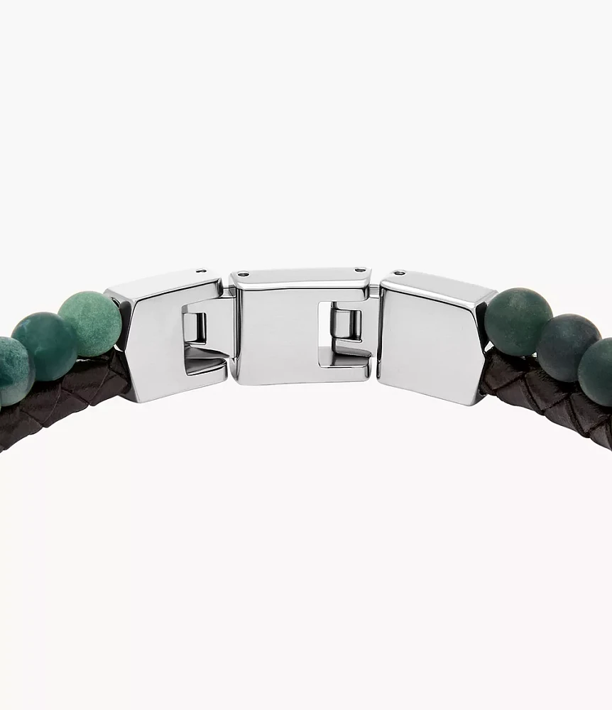 Beads Brown Leather Multi-Strand Bracelet
