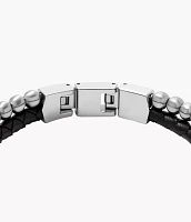 Beads Black Leather Multi-Strand Bracelet