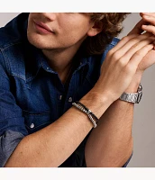 Beads Black Leather Multi-Strand Bracelet