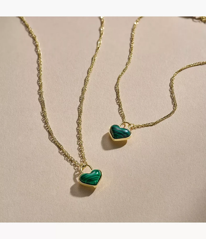 Modern Meadows Reconstituted Malachite Heart Pendant Necklace