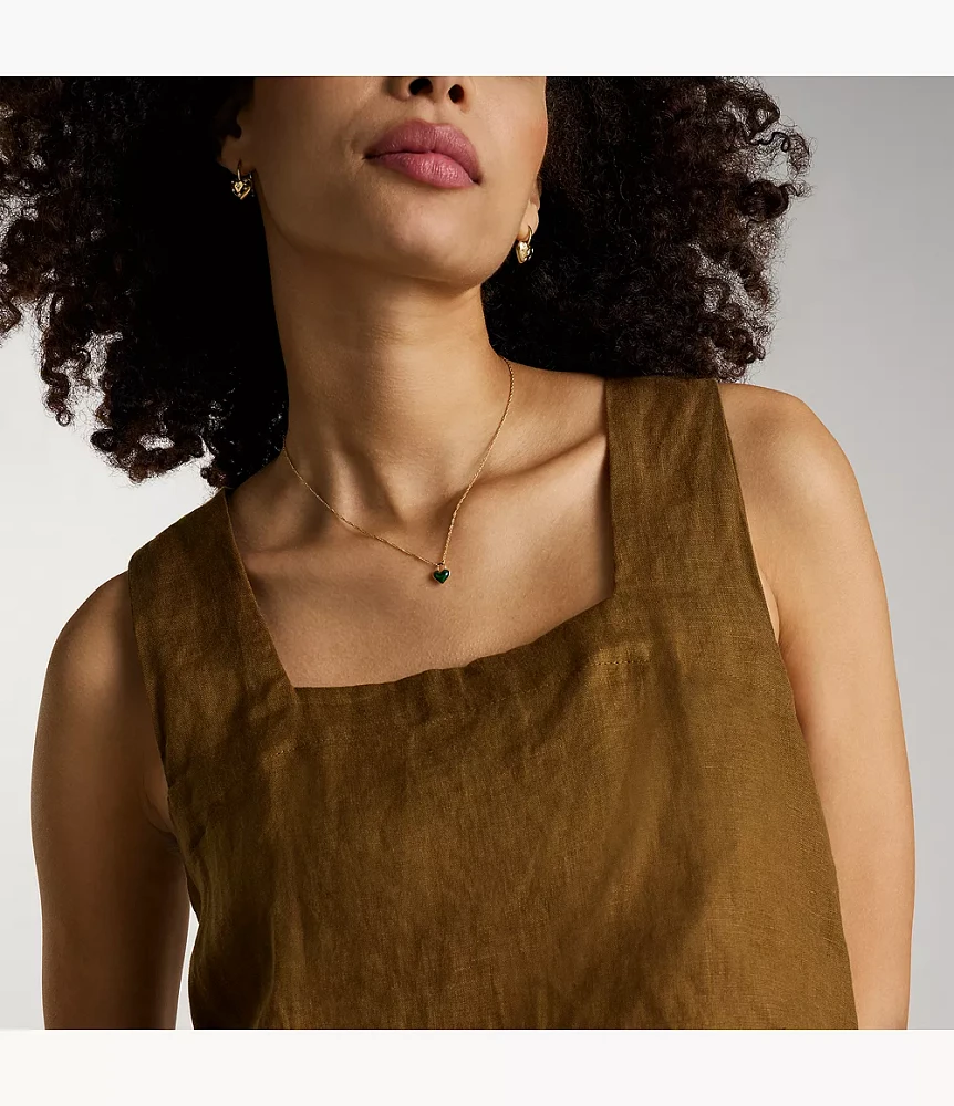 Modern Meadows Reconstituted Malachite Heart Pendant Necklace