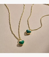 Modern Meadows Reconstituted Malachite Heart Chain Bracelet