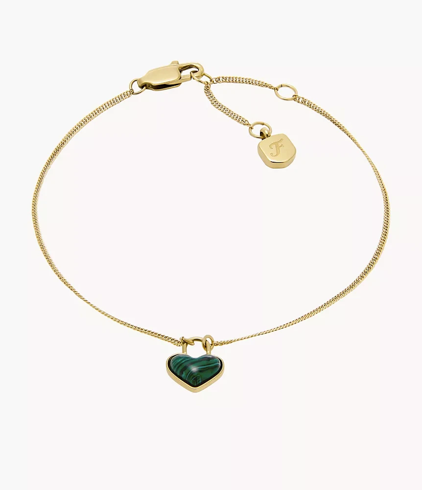 Modern Meadows Reconstituted Malachite Heart Chain Bracelet