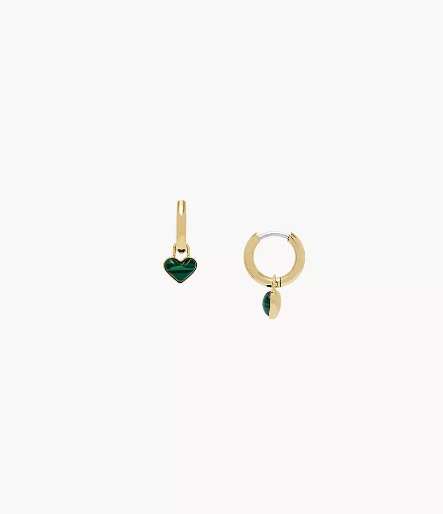 Modern Meadows Reconstituted Malachite Heart Hoop Earrings