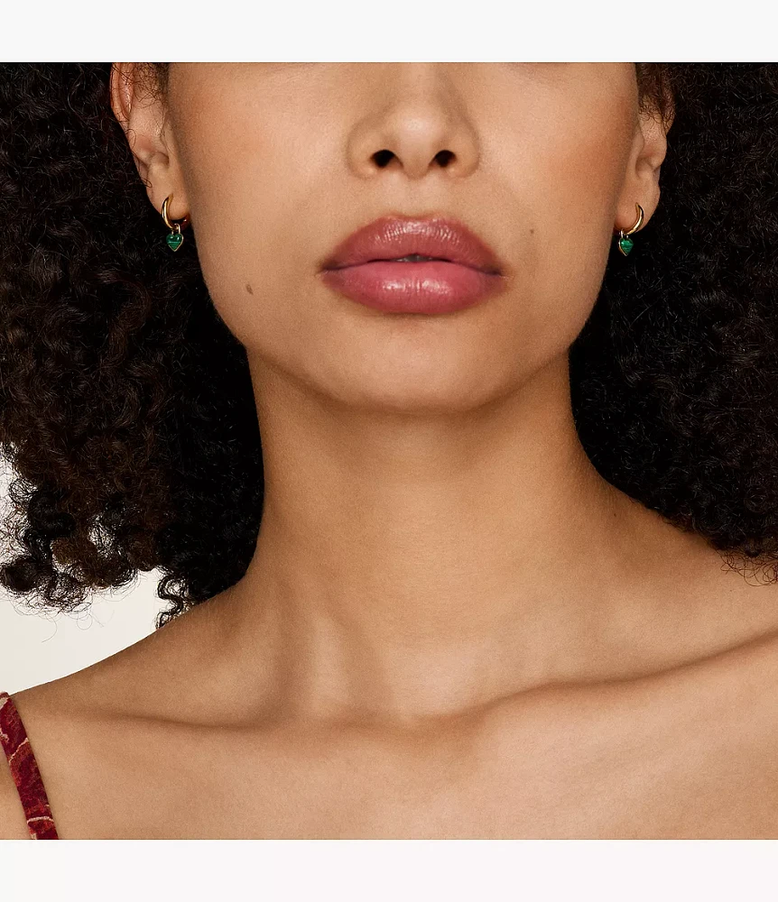 Modern Meadows Reconstituted Malachite Heart Hoop Earrings