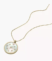 Classic Mother-of-Pearl Gold-Tone Stainless Steel Pendant Necklace