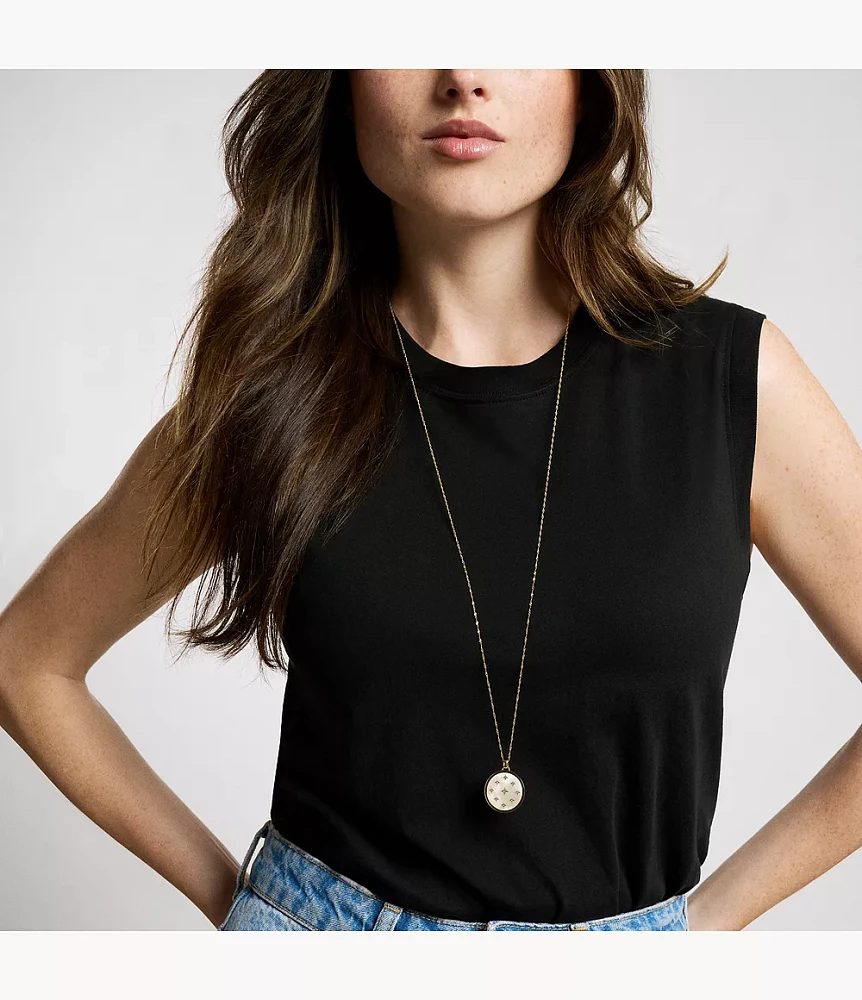 Classic Mother-of-Pearl Gold-Tone Stainless Steel Pendant Necklace