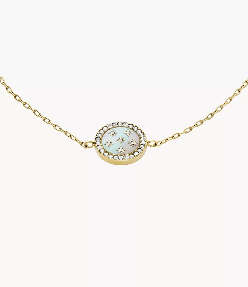 Classic Mother-of-Pearl Gold-Tone Stainless Steel Station Bracelet