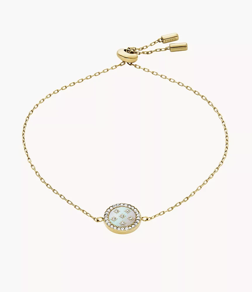 Classic Mother-of-Pearl Gold-Tone Stainless Steel Station Bracelet