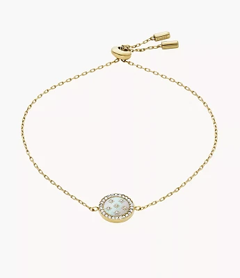 Classic Mother-of-Pearl Gold-Tone Stainless Steel Station Bracelet