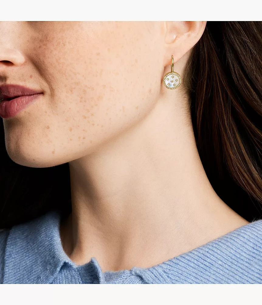 Classic Mother-of-Pearl Gold-Tone Stainless Steel Drop Earrings